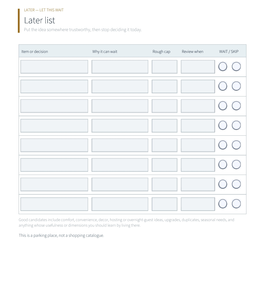 Workbook page preview: Later list